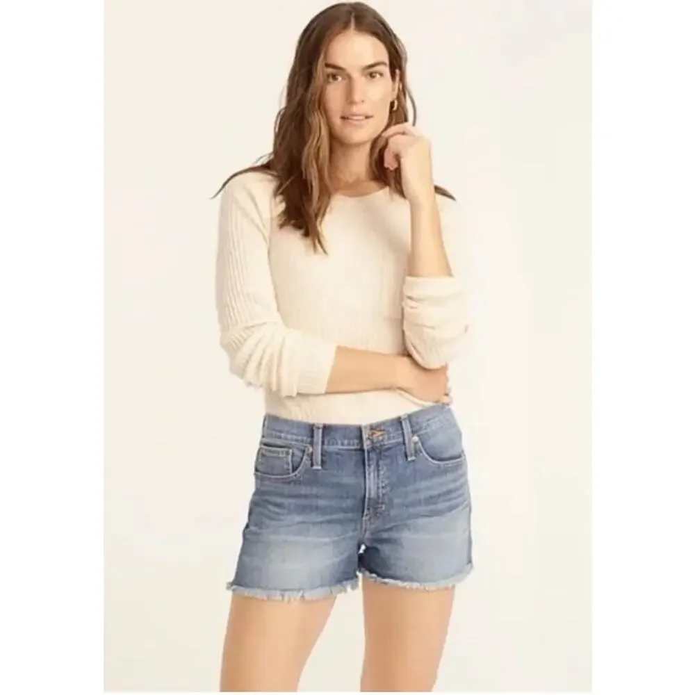 J. Crew Indigo Denim Frayed Hem Low-Rise Preppy Shorts Size 24
